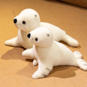 Lot de peluches phoque blanc mignon avec texture réaliste et yeux noirs brillants