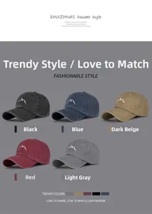 Selection of washed cotton baseball caps with mountain embroidery in five classic colors