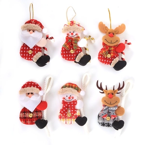 Christmas plush ornaments set featuring Santa Snowman and Reindeer on white background
