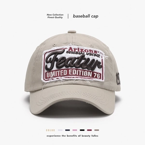 Retro Baseball Cap American Style Embroidered Cotton Patchwork Adjustable Sun Protection Outdoor Hat For Men Women