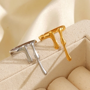 Stainless Steel Open Ring Lava Irregular Fluid Molten Metal Design Adjustable Fashion Personality Jewelry For Women