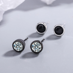Lussuosi Orecchini a Bottone Geometrici in Rame Circolari per Donna Semplice Oro Nero Oro Bianco Strass Intarsiato Gioielli