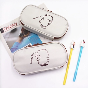 Cute Cartoon Bear Large Capacity Pencil Case Oxford Cloth Stationery Bag Zipper Pouch For Students Kids School Supplies