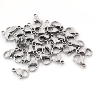 Bulk silver stainless steel lobster clasps for DIY jewelry making and chain connections