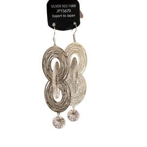 Hollow oval drop earrings with sparkling zircon stones in S925 sterling silver style