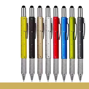 Penna Multifunzione Con Penna A Sfera Livella Righello Stylus E Cacciavite Metallo Plastica Portatile Da Tasca