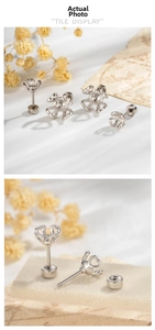 Detailed macro view of heart shaped screw back earring base for DIY jewelry making