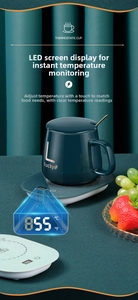 Detail of smart mug warmer base with LED digital temperature display and touch control sensor