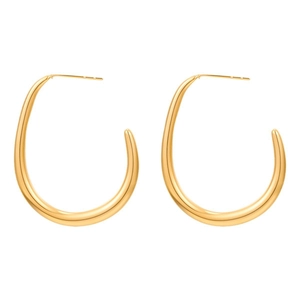 Élégantes créoles ovales dorées avec finition métallique polie pour un look chic épuré