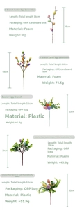 Detail showing Easter foam egg floral picks with dimensions and specifications