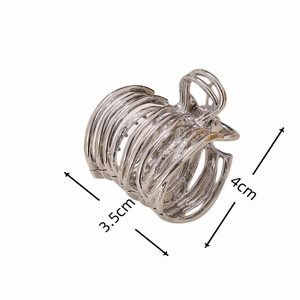 Minimalist silver metal hair claw clip with hollow layered design for high ponytail