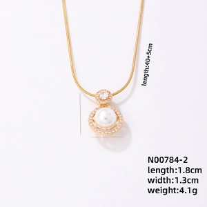 Detailed specs of pearl crown necklace with 40+5cm length and zircon pendant dimensions