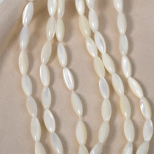 Natural white mop shell oval rice shaped loose beads for DIY jewelry making and crafts