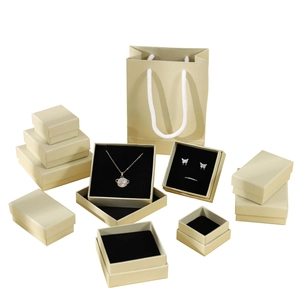 Gobi yellow jewelry box set with matching paper bag for rings and necklaces