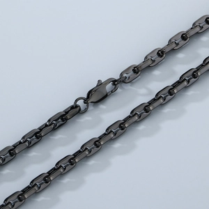 Sleek black stainless steel link chain necklace set featuring a durable lobster clasp