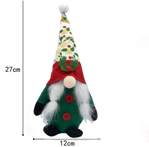 Detail of Christmas gnome plush doll showing dimensions 27cm height and 12cm width