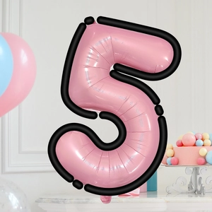 Ballon chiffre 5 rose style dessin animé pour décoration fête anniversaire enfant