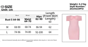 Detailed size chart for elegant off-shoulder bodycon dress with precise measurements