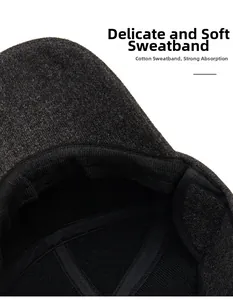 Détail macro de la bande de propreté en coton doux à l'intérieur du bonnet d'hiver