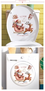 Stickers de Noël vintage roses pour décorer les toilettes et les appareils ménagers