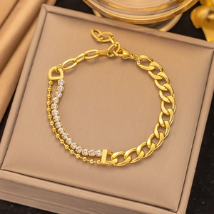 Fashion Gold Plated Stainless Steel Double Layer Bracelet For Women Morse Code Zirconia Sun Sunflower Pendant Jewelry