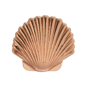 Elegant rose gold seashell ear cuff with polished metallic texture and 3D ribbed design