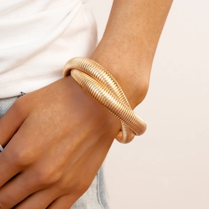 Twisted Metallic Texture Wrap Bracelet Spiral Multilayer Minimalist Unique Fashion Jewelry For Women