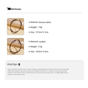 Detailed size chart for velvet and leather butterfly necklaces with weight and dimensions