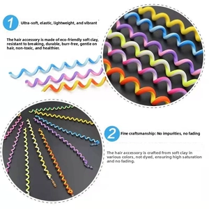 Close-up of vibrant colorful spiral telephone wire hair ties for children's hairstyles