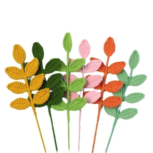 Handmade crochet yarn leaf bouquet accessories in various vibrant colors for decoration