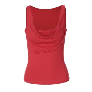 Rotes Damen-Tanktop in schmaler Passform mit stilvollem U-Ausschnitt und Falten-Design