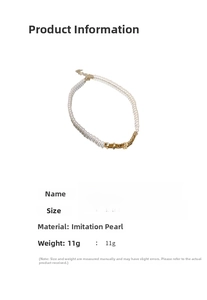 Detail showing pearl triangle splicing necklace dimensions 40+6cm and 11g weight