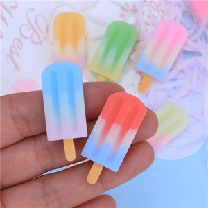Mini resin ice cream stick charms for DIY phone case crafts in assorted gradient colors