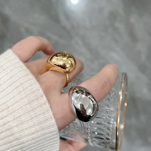 Chunky Copper Teardrop Ring 18K Gold Plated Minimalist Exaggerated Fluid Metal Adjustable Finger Ring For Women Party Jewelry