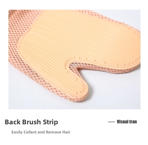 Detail view of the parallel silicone brushes on the back of the pet grooming glove