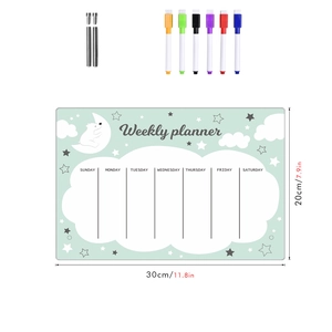 Weekly planner acrylic board set with colorful markers and polar bear design 30x20cm