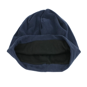 Berretto blu scuro con stella e fodera nera spessa, cappello a maglia alla moda per autunno