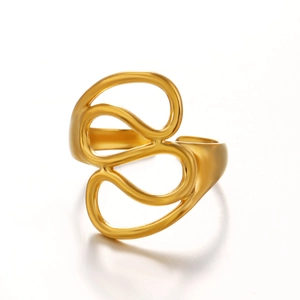 Minimalist 18K gold plated stainless steel ring with elegant abstract curved lines