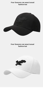 Détail de la broderie d'aigle en 3D sur des casquettes de baseball noires et blanches