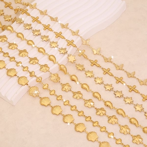 Stainless Steel Necklace Gold Plated Heart Star Flower Butterfly Cross Scallop Teardrop Pendants Jewelry For Women