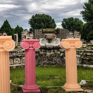 Ancient Roman column candle mold for DIY plaster decor in pink and beige shades