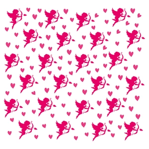 Cupid and heart pattern wall stickers for Valentine decoration in rose red PVC
