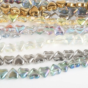 8mm heart shaped glass crystal beads in golden and iridescent colors for DIY jewelry