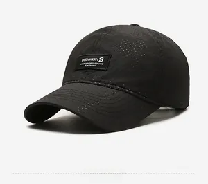 Detail of lightweight mesh baseball cap featuring breathable fabric and brand logo