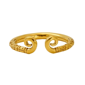 Retro golden Monkey King open ring with cloud patterns and classic spiral ends
