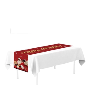 Christmas table runner featuring Black Santa Claus and golden Merry Christmas text