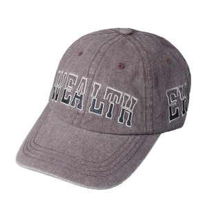 Vintage washed purple baseball cap with Wealth embroidery in American street style