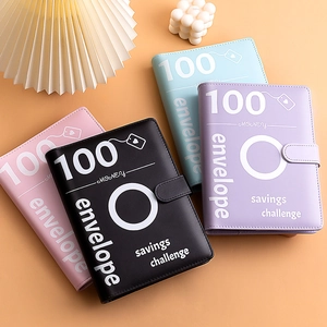 Colorful PU leather 100 envelope money saving challenge binder sets in four colors