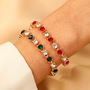 Ensemble de bracelets tennis dorés minimalistes avec cristaux de zircon pour femmes