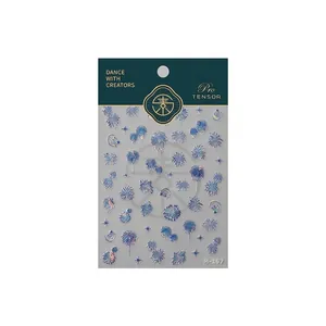 Holographic 3D firework nail art stickers with silver laser glitter finish Model M197
